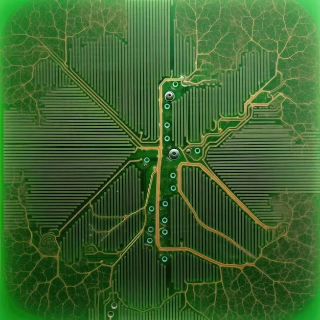 A schematic diagram illustrating a modern smart grid system with renewable energy sources integrating into the power distribution network, showcasing energy efficiency and advanced technology.