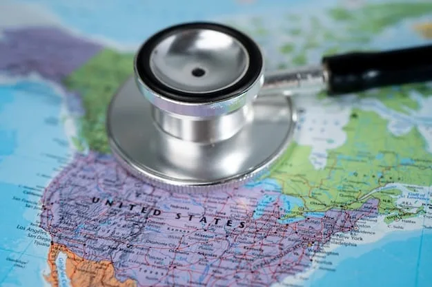 A map highlighting the border region between the US and Mexico, with medical symbols indicating healthcare facilities.