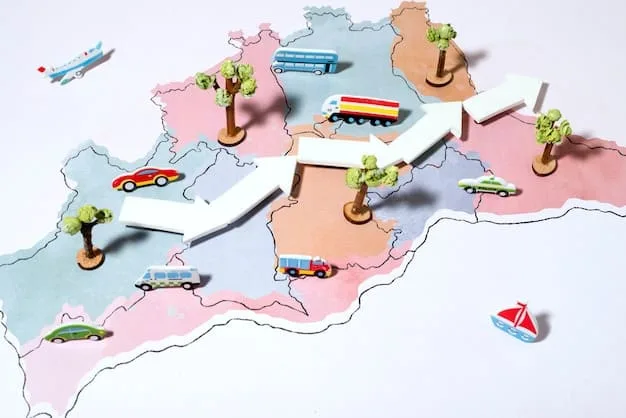 A detailed map of Mexico with various logistics routes and pinpoints, showing distribution centers and diverse transportation methods like trucks and cargo planes.