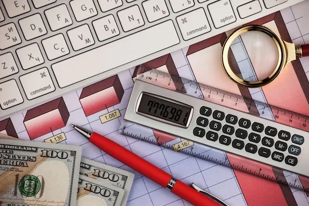 A detailed financial report and a calculator, with the Mexican peso and US dollar symbols, surrounded by legal documents, illustrating the complexity of financial planning and tax optimization for cross-border businesses.