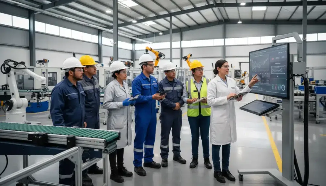 Skilled workforce collaborating in modern Mexican manufacturing facility