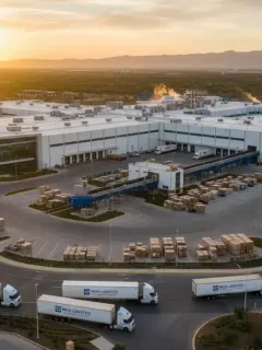 Modern Mexican manufacturing plant with active supply chain operations