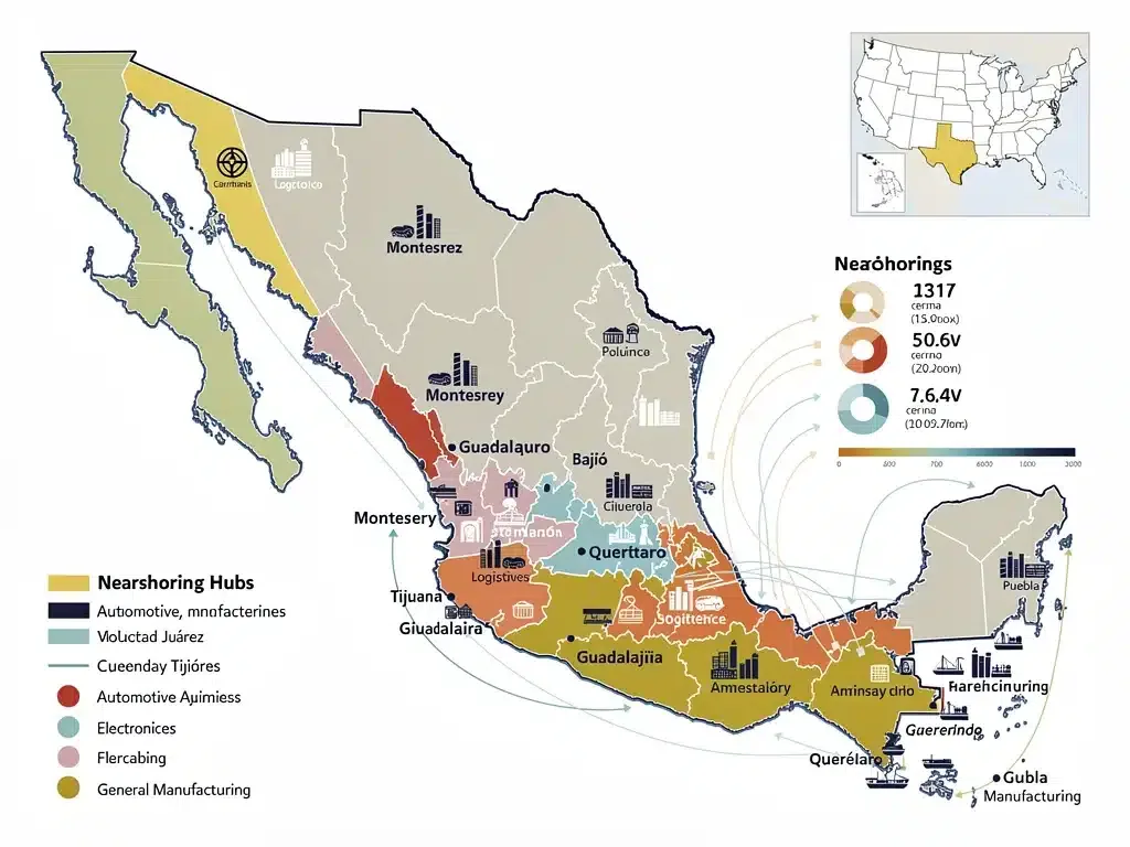 Map of Mexico's industrial corridors and nearshoring hubs
