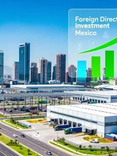 Industrial landscape in Mexico symbolizing robust foreign direct investment and economic growth.