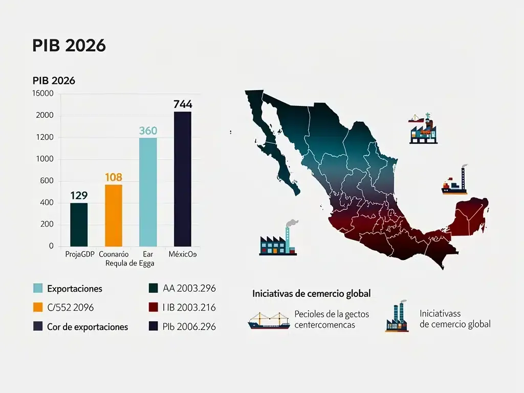 Economic indicators illustrating Mexico's export performance and global trade outlook in 2026.