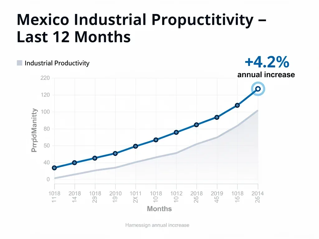 Chart depicting Mexico's industrial productivity index rising by 4.2% over recent periods.