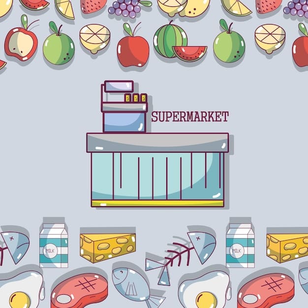 A grocery store aisle with diverse products, some clearly identifiable as imported items, illustrating consumer goods.