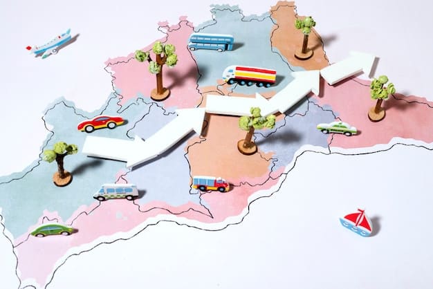 A detailed map of Mexico with various logistics routes and pinpoints, showing distribution centers and diverse transportation methods like trucks and cargo planes.