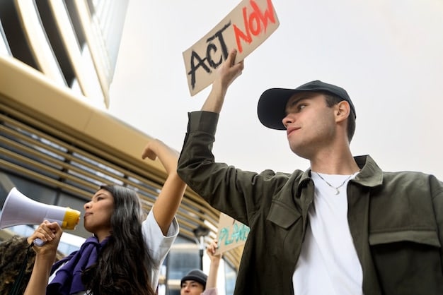 A protest rally in Mexico City, with demonstrators holding banners criticizing proposed electoral reforms. The banners feature text in Spanish, and the crowd looks diverse, expressing strong civic engagement.