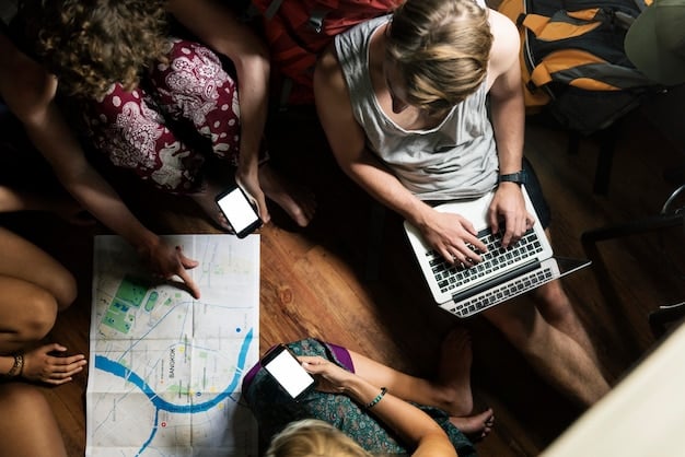 A diverse group of people, including Mexican families, looking at digital screens and documents, symbolizing the complexity and global nature of immigration processes.