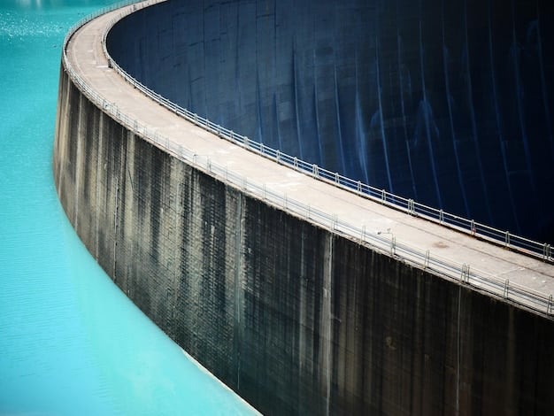 A clear image of industrial wastewater treatment plant, showing clean water being discharged, with a focus on sustainable practices.