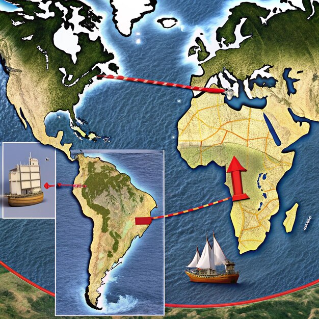 A detailed map illustrating trade routes between Mexico and the US for agricultural products, with arrows showing the flow and key border crossings highlighted, emphasizing logistical complexity.