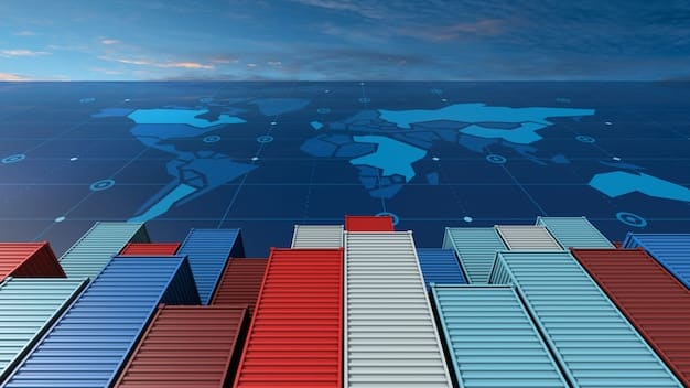 A visual representation of goods flowing from a US port to a Mexican port, with arrows indicating increased trade volume.