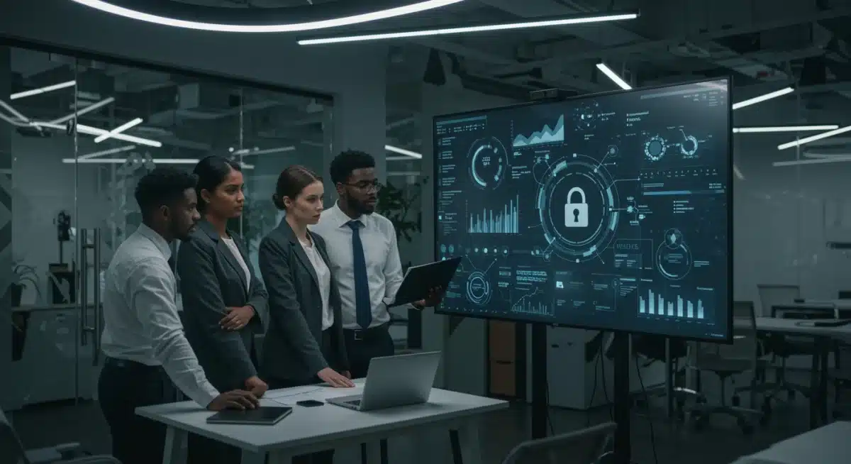 Business professionals analyzing cybersecurity threats in Mexico