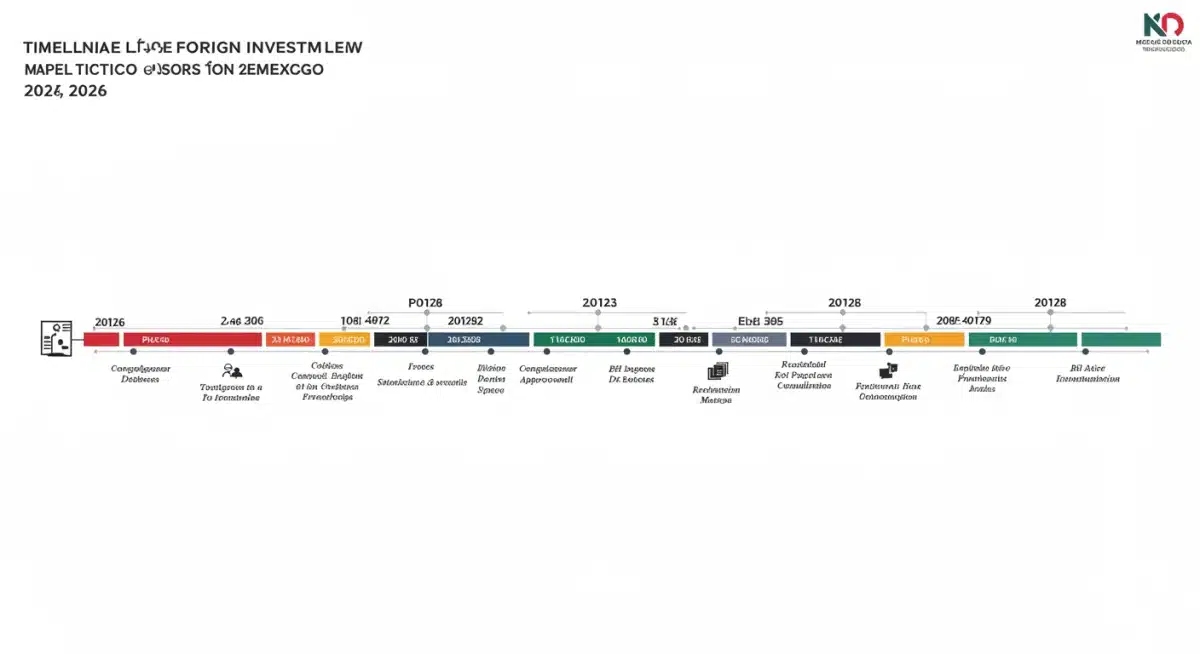 Timeline illustrating key legislative milestones for Mexico's 2026 foreign investment law amendments.