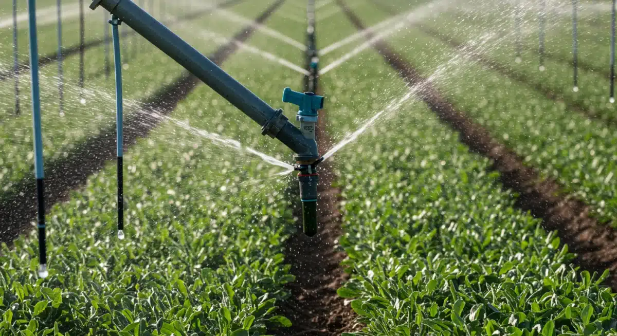 Modern irrigation system in Mexican agricultural field