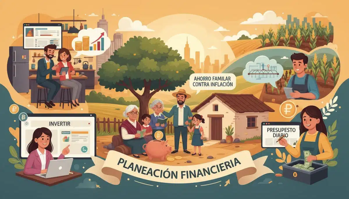 Mexican citizens budgeting and investing to combat inflation, showing financial resilience.