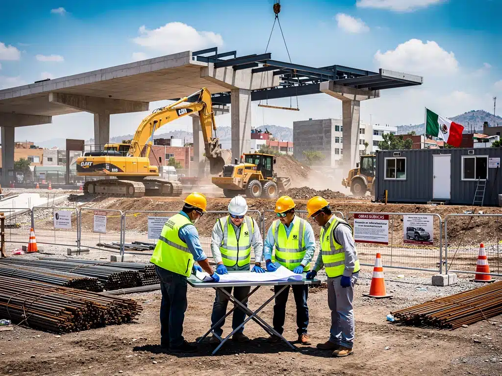 Construction of new public infrastructure in Mexico, symbolizing government investment.