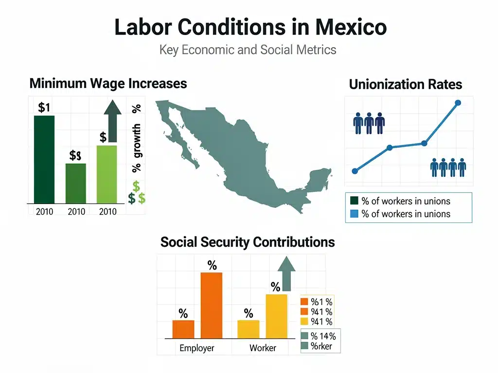 Infographic on Mexico's labor market trends and statistics