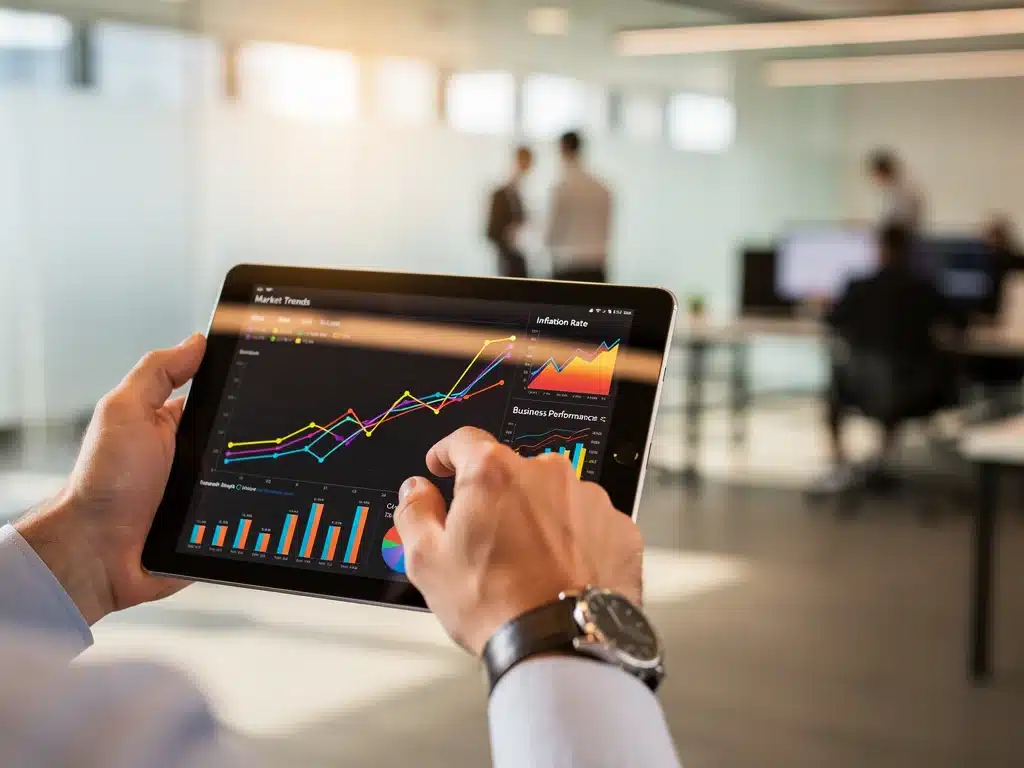 Financial analyst reviewing economic data for inflation mitigation strategies.