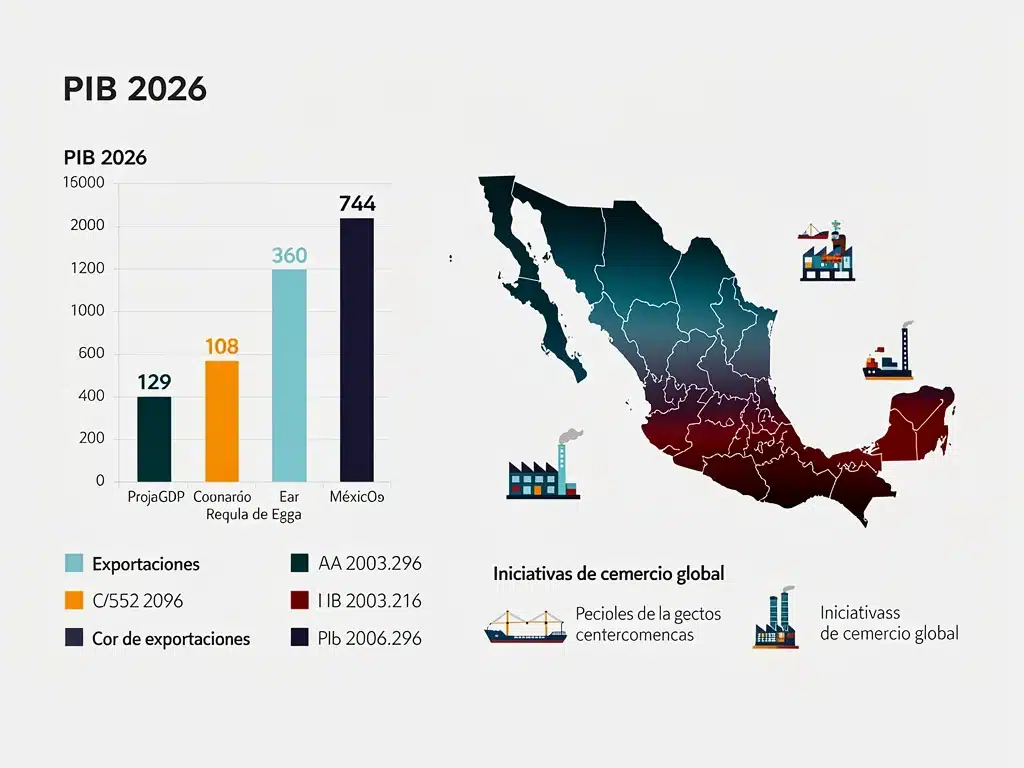 Economic indicators illustrating Mexico's export performance and global trade outlook in 2026.